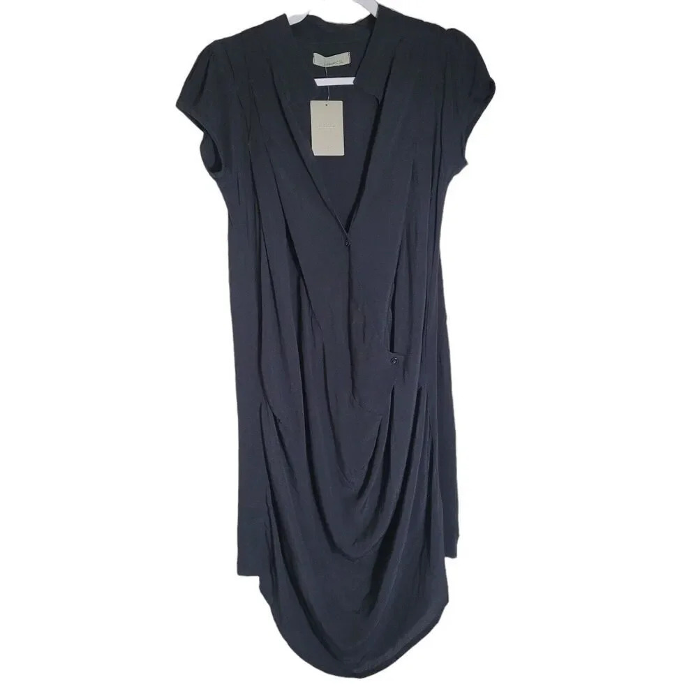 Anthropologie Leonard St Mini Dress Women's Size Small Black Viscose Whimsigoth